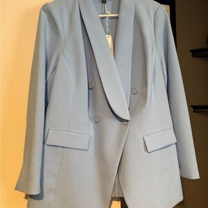 Women's Light Blue Double-Breasted Blazer